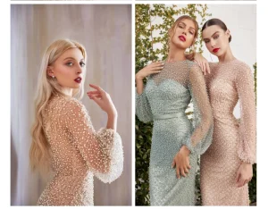 wearing pearl dress